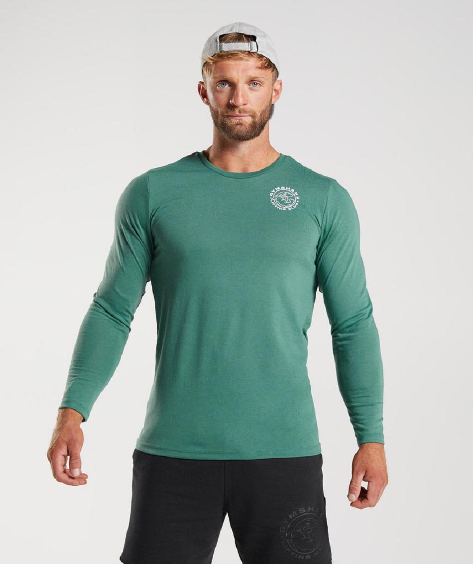 Gymshark Legacy Muške Dugi Rukav Zelene | HR 2647JPQ